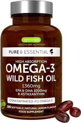 Igennus Pure & Essential Omega-3 Wild Fish Oil Weichkapseln, 180 Stück
