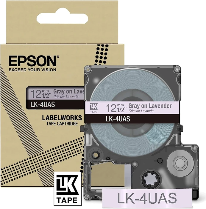 Epson LK-4UAS Beschriftungsband, 12mm, grau/lavendel