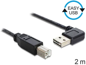 DeLOCK EASY-USB 2.0 Kabel, USB-A 90° horizontal gewinkelt [Stecker] auf USB-B [Stecker], 2m (83375)