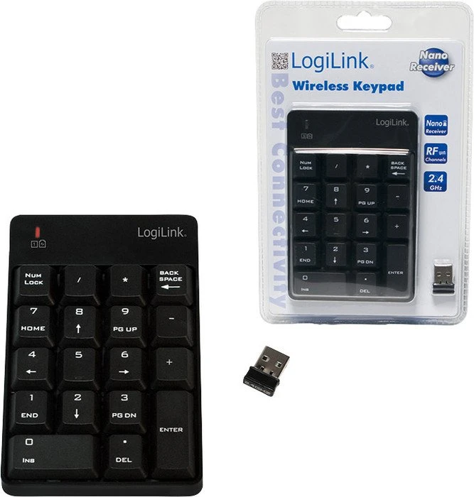LogiLink Wireless Keypad, schwarz, USB