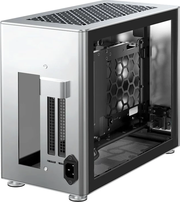 Jonsbo A4, silber, Glasfenster, Mini-ITX