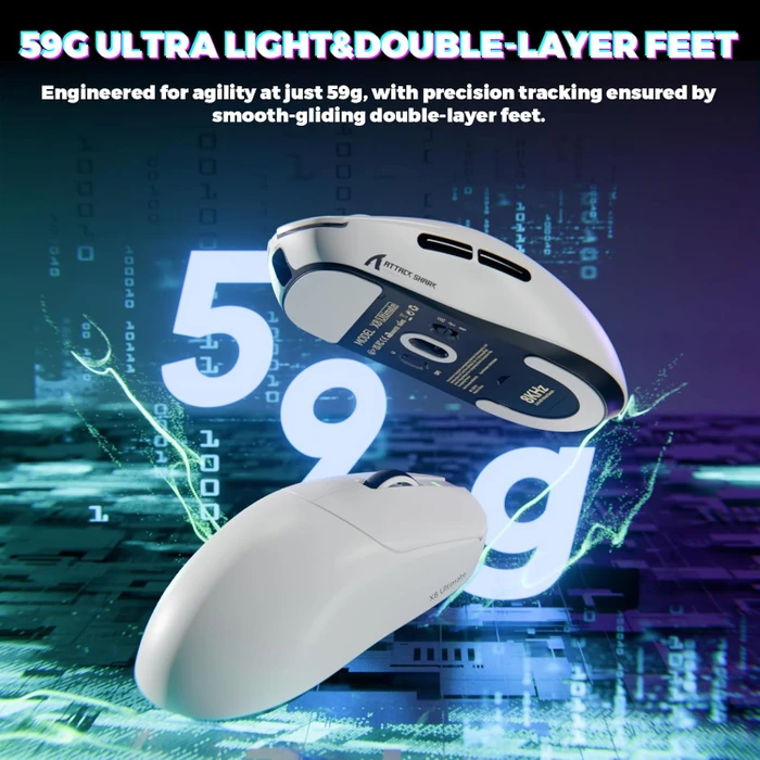 Attack Shark X8 Ultimate 8KHz Tri-mode Wireless Gaming Mouse, weiß, USB/Bluetooth