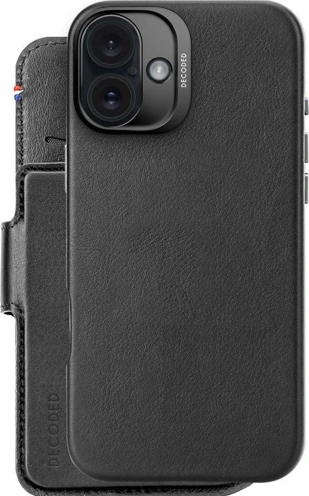 Decoded Leather Detachable Wallet Case für Apple iPhone 16 Plus schwarz