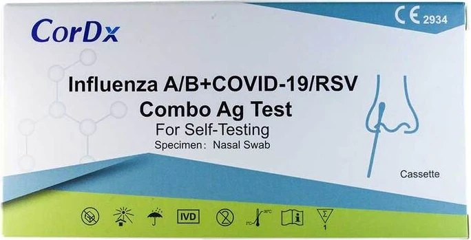 CorDx Influenza A/B + COVID-19/RSV Combo Antigen Schnelltest, 1 Stück