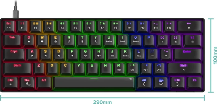 Speedlink Atmos RGB Regenbogen 60% Gaming Keyboard, schwarz, LEDs RGB, Jixian BROWN, USB, US