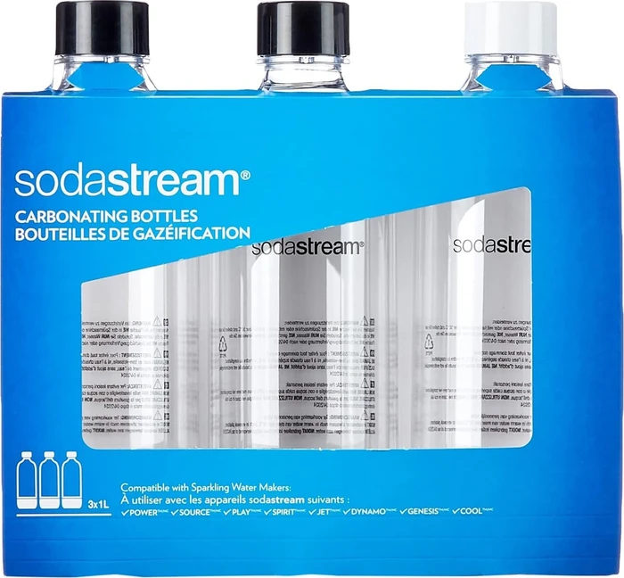 SodaStream PET Sodaflasche 1l schwarz/schwarz/weiß, 3 Stück