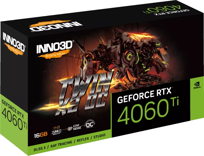 INNO3D GeForce RTX 4060 Ti Twin X2 OC, 16GB GDDR6, HDMI, 3x DP
