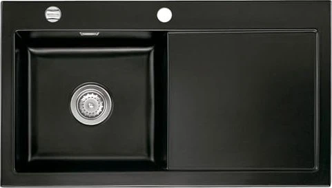 systemceram Mera 90 Einbau Becken links mit Ablauffernbedienung nigra