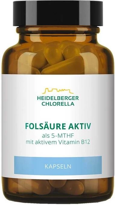 Heidelberger Chlorella Folsäure Aktiv + Vitamin B12 Aktiv Kapseln, 60 Stück