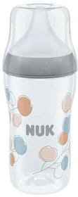 NUK Perfect Match Trinkflasche mit weichem Silikon-Trinksauger, 3+M, 260ml, blau