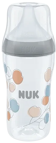 NUK Perfect Match Trinkflasche mit weichem Silikon-Trinksauger, 3+M, 260ml, blau