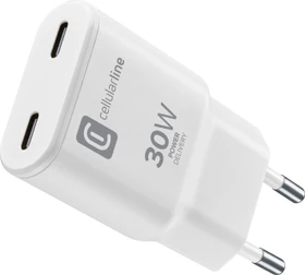 Cellularline Charger 2xUSB-C GaN 30W weiß