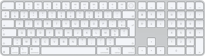 Apple Magic Keyboard mit Touch ID und Ziffernblock für Mac mit Apple Chip (USB-C), weiß/silber, USB/Bluetooth, FR