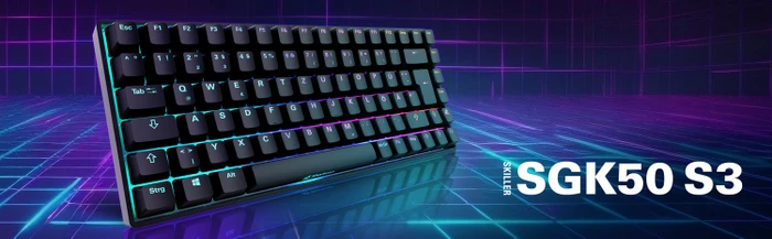 Sharkoon Skiller SGK50 S3, schwarz, LEDs RGB, hot-swap, Gateron YELLOW, USB, DE