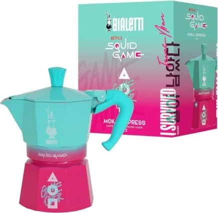 Bialetti Moka Express Squid Game 3 Tassen Espressokanne