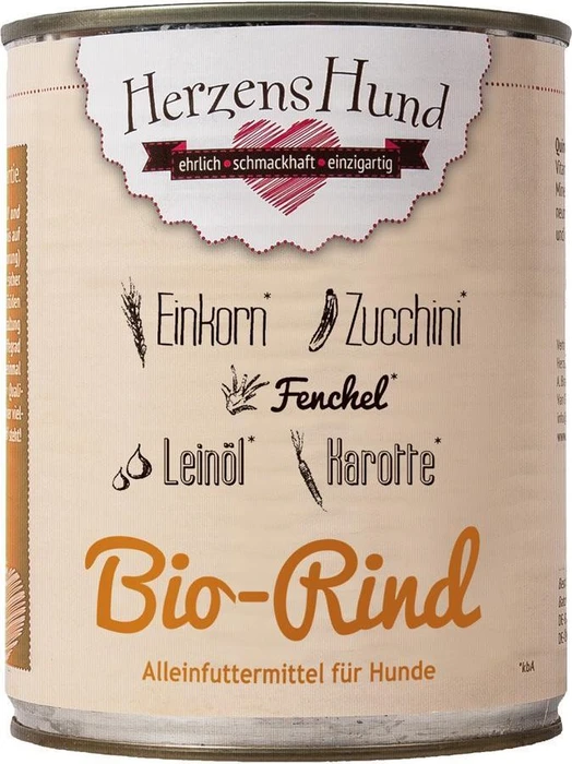 Herzens Hund Bio Rind mit Bio Gemüse, 4.80kg (6x 800g)