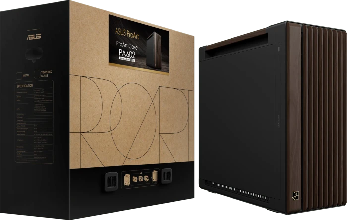 ASUS ProArt PA602 Wood Edition Modern Black, schwarz/braun, Metal Panel