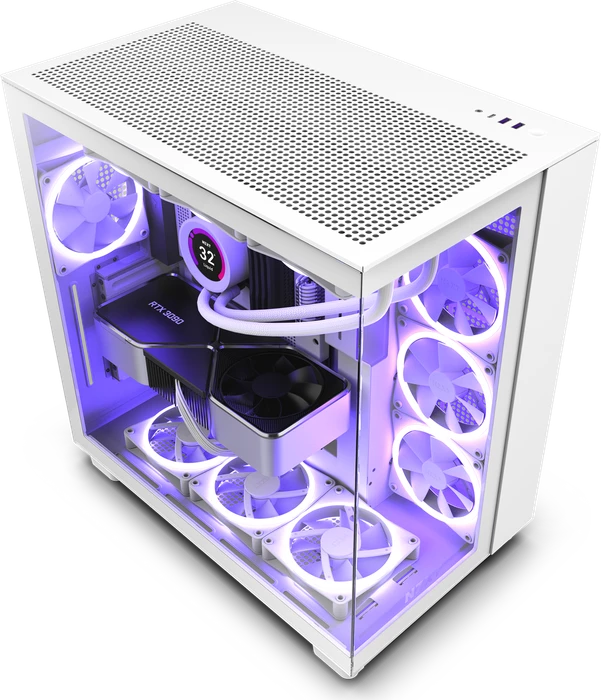 NZXT H9 Flow White, weiß, Glasfenster
