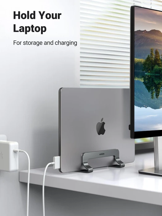 Ugreen Vertikaler Laptopständer, grau, verstellbar