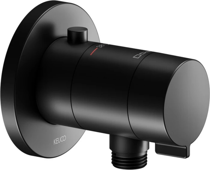 Keuco IXMO 59554 Thermostat-Brausearmatur Wandmontage Unterputz mit Schlauchanschluss rund schwarz matt