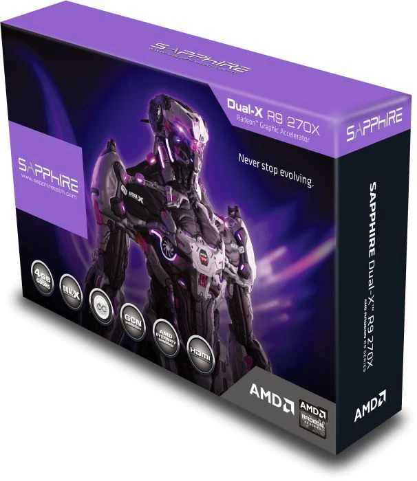 Sapphire Radeon R9 270X Dual-X, 4GB GDDR5, 2x DVI, HDMI, DP, full retail