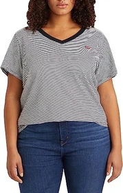 Levi's The Perfect V-Neck Plus T-Shirt kurzarm caviar stripe (Damen)