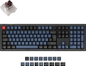 Keychron V6 Knob Version, OSA Profil, LEDs RGB, hot-swap, Frosted Black, Keychron K Pro BROWN, USB & USB-A, DE