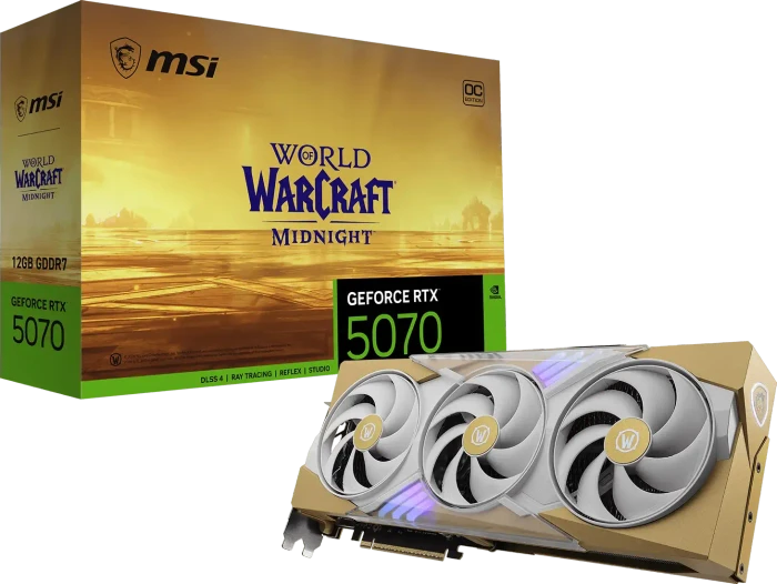 MSI GeForce RTX 5070 12G World of Warcraft Midnight Light Edition OC, G5070-12WMLEC, 12GB GDDR7, HDMI, 3x DP