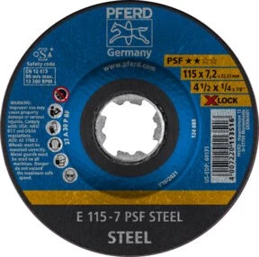 Pferd E 115-7 PSF STEEL/X-LOCK Schleifscheibe gekröpft, 115x7mm, 10 Stück