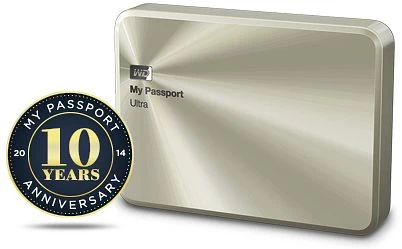 Western Digital WD My Passport Ultra Metal gold - Anniversary Edition - 2TB, USB 3.0 Micro-B