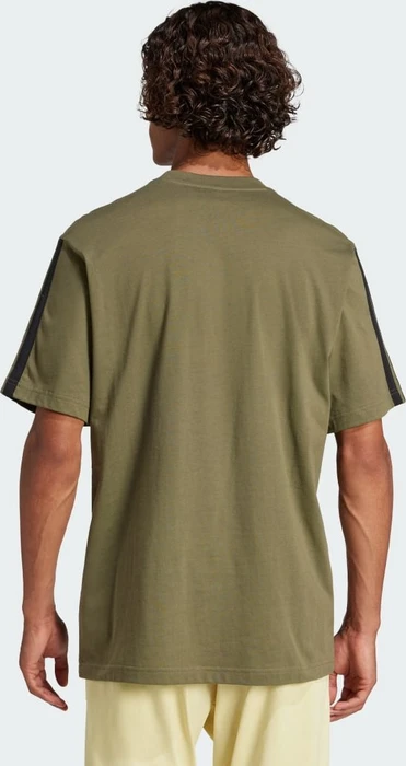 adidas Essentials 3-Streifen Single Jersey T-Shirt kurzarm olive strata/black (Herren)
