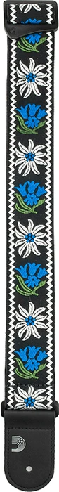 D'Addario Peace & Love Woven Guitar Strap Black and Blue