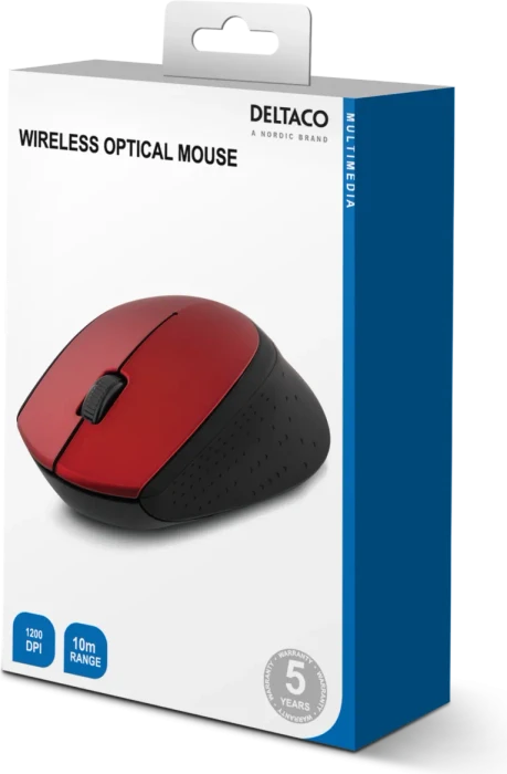 Deltaco Wireless Optical Mouse rot/schwarz, USB
