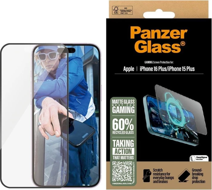PanzerGlass Gaming Screen Protector Ultra-Wide Fit für Apple iPhone 16 Plus