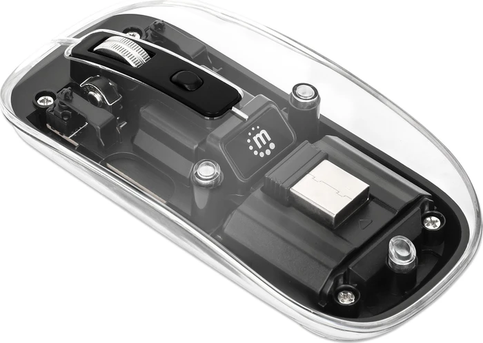 Manhattan Transparent Rechargeable Wireless Mouse, transparent/schwarz, USB