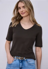 Street One Basic Palmira T-Shirt kurzarm espresso brown (Damen)