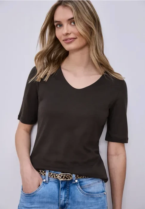 Street One Basic Palmira T-Shirt kurzarm espresso brown (Damen)