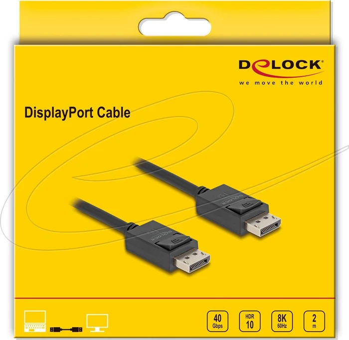 DeLOCK DisplayPort 2.1 Kabel schwarz, 2m