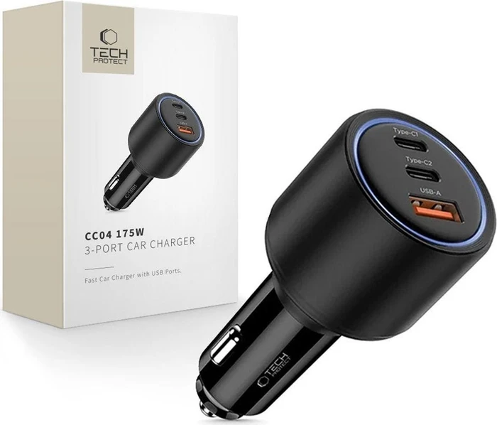 Tech-Protect CC04 3-Port Kfz-Ladegerät PD 175W schwarz