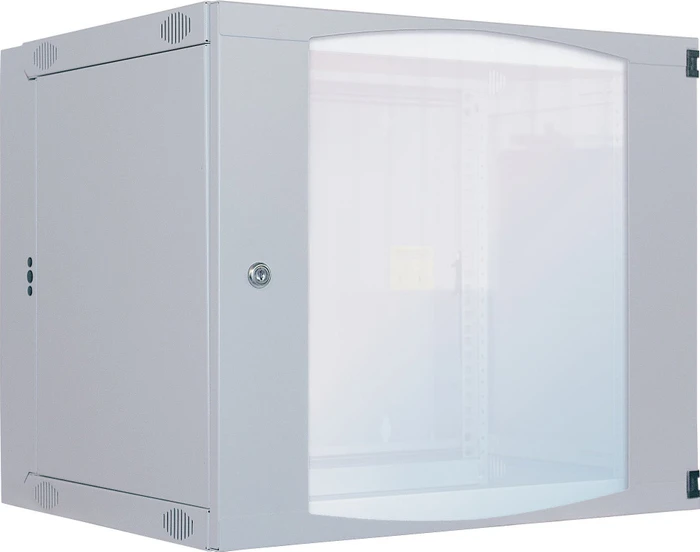 Intellinet Wandschrank 12HE, mit Schwenkrahmen, Sicherheitsglastür, hellgrau, 450mm tief