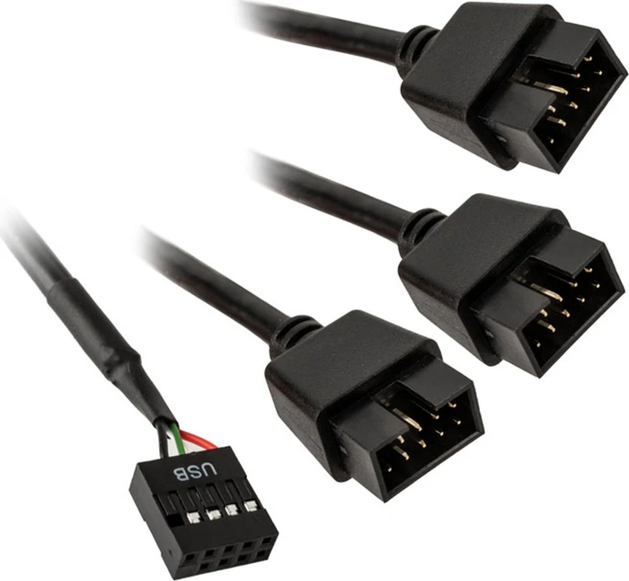 Lian Li USB 2.0 1-zu-3-HUB, intern USB 9-Pin Header, 1x USB 2.0 9-Pin Stecksockel auf 3x USB 2.0 9-Pin Stiftsockel