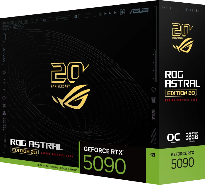 ASUS ROG Astral GeForce RTX 5090 Edition 20, ROG-ASTRAL-RTX5090-P32G-EDITION-20, 32GB GDDR7, 2x HDMI, 3x DP