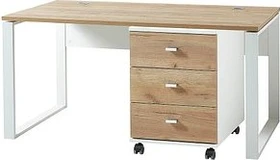 Germania GW-Lioni Schreibtisch Set inkl. Rollcontainer 158x79cm Eiche/weiß