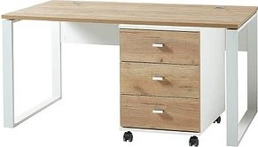 Germania GW-Lioni Schreibtisch Set inkl. Rollcontainer 158x79cm Eiche/weiß