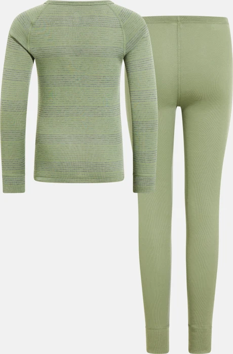 Odlo Active Warm Base Layer Set odlo steel grey melange/matte green (Junior)