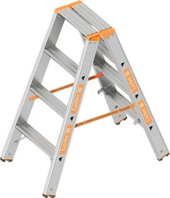 Layher Topic 1043 Alu 2-tlg. Stehleiter, 2x 4 Stufen