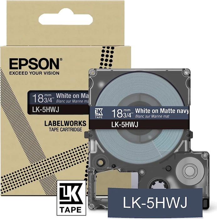 Epson LK-5HWJ Beschriftungsband, 18mm, weiß/dunkelblau