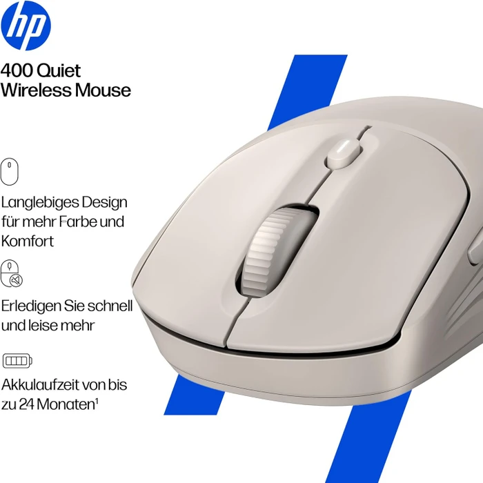 HP 400 Quiet Wireless Mouse, beige, USB/Bluetooth
