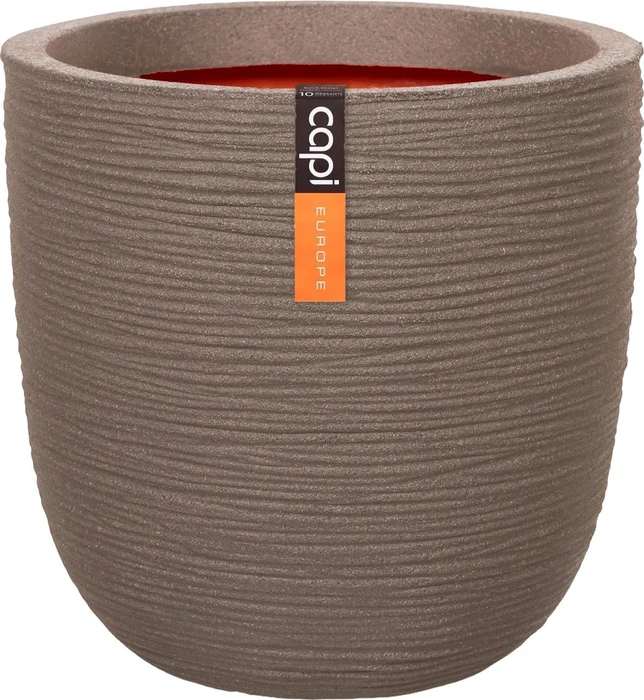 Capi Topf Kugel Rib Blumentopf 43cm warmes taupe