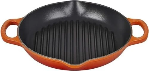 Le Creuset Grillpfanne aus Gusseisen hoch rund 25cm ofenrot